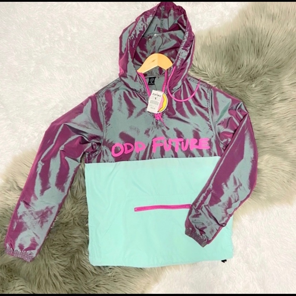 Iridescent Purple & Mint Anorak Windbreaker Jacket - Picture 6 of 6